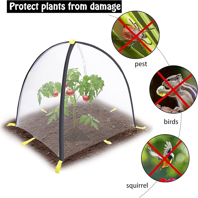 PURPLE STAR 1N 28 x28 x 33 Inch Insect Barrier Plant Tent Cover-Pest Guard Cover-Bird Barrier Netting Mesh with Stakes for Protect Plants Fruits Flower from Insect Bird Eating (1, M)