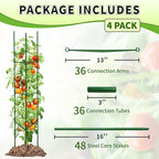TCBWFY 4-Pack 63-Inch Adjustable Tomato Cages, Heavy-Duty Metal Plant Support Trellis for Garden and Pots, DIY Tomato Stakes, Height Adjustable 16 to 252 Inches