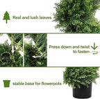 THE BLOOM TIMES 6ft Spiral Artificial Topiary Trees Set of 2, 71 inch Faux Cedar Trees for Outdoor Planters - Fake Twist Cypress Plants for Garden Front Porch Indoor Outside Decor 6 Foot