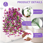 Artificial Hanging Baskets Outdoor, 4 Bundles Artificial Hanging Flowers Outdoors Spring Summer Decoration, No Fade Realistic Fake Hanging Baskets for Porch Patio Balcony Home Yard Decor