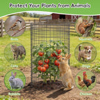 10 Packs Plant Protectors from Animals, 30Pcs 12"x 16" Large Metal Wire Mesh Garden Plant Cages for Outdoor Gardening, Chicken Wire Cloche Plant Cages for Rabbits with Zip Ties & Stakes(Black)
