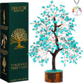 Turquoise Tree for Living Space - Well-Being Home & Office Décor | Handmade Bonsai for Protection, Healing & Communication as Symbol of Truth for Mom & Dad
