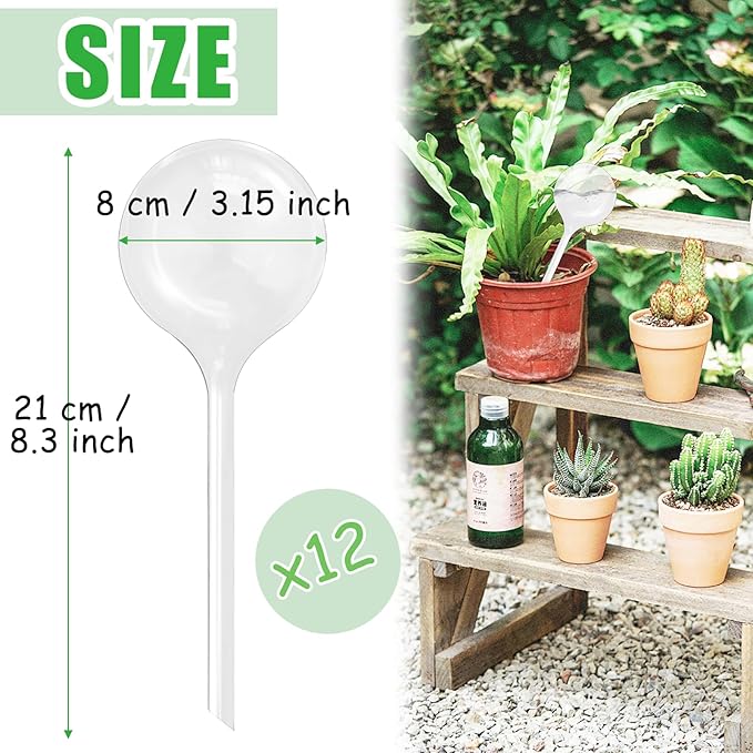 12 PCS Large Plastic Self-Watering Bulbs,Clear Watering Globes,Plant Watering Globes for Plants,Graden,Flowers Flowerpot