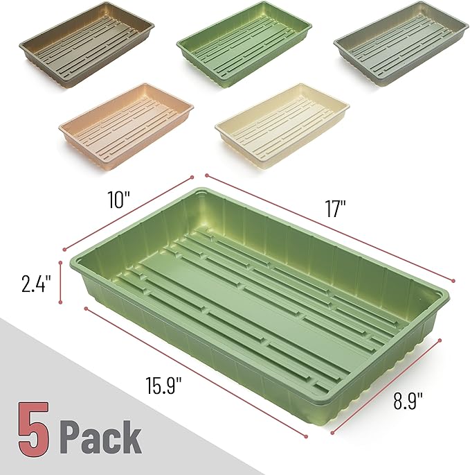 Mr. Pen-Plastic Growing Trays, 5 Pack, Plant Tray, Seed Tray, Propagation Tray
