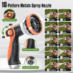 Flexible Garden Hose 100 ft, Non-Expanding Lightweight Water Hose, with 10 Pattern Sprayer, All Weather, Durable, Kink and Abrasion-Resistant, Leak-Free, Orange