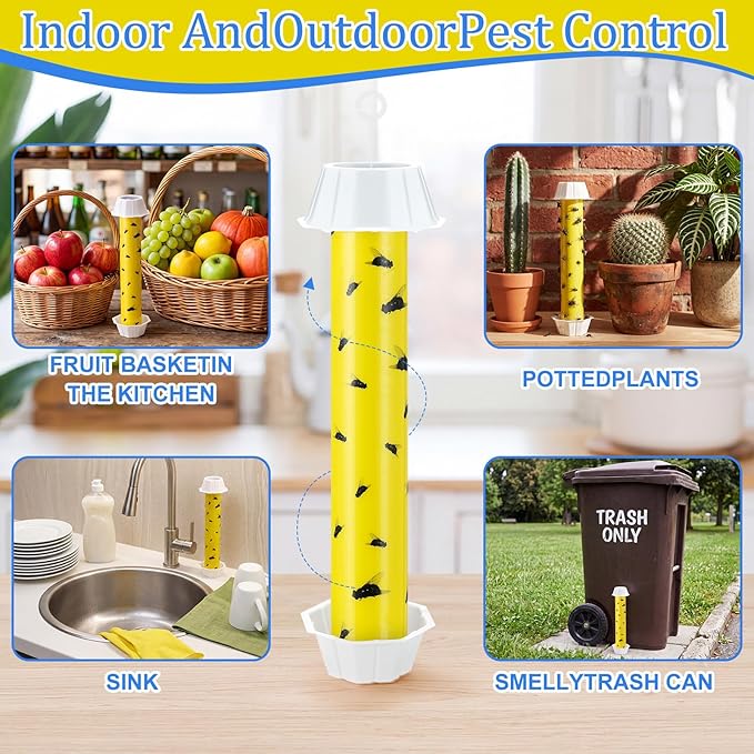 Qualirey 8 Pcs Fly Traps for Indoor Outdoor Hanging Fruit Fly Stick Trap Sticky Mosquito for Home Insect 10 x 2.5 Inches (Novel-1,Yellow and Black)