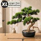 Artificial Bonsai Tree 16" Tall with Realistic Wood and Ceramic Pot, Fake Plants for Home, Bedroom and Office Desk, Japanese Decor