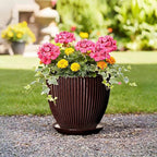 Ceramic Pots for Plants 10 Inch, Indoor Planter with Drainage Hole and Saucer, Large Round Decorative Ceramic Plant Pots, Modern Flower Planter, Patio Room Decor, Gifts for Plant Lovers, Brown