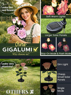 GIGALUMI Solar Lights Outdoor for Garden Decor, 3 Pack Solar Flower Lights Waterproof, 2 Lighting Modes 9 Roses for Pathway,Yard, Patio Decoration, Gardening Gifts for Women (Purple)