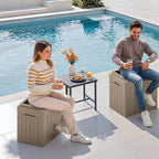 Devoko 30 Gallon Resin Deck Box 2 Pack Outdoor Indoor Waterproof Storage Box for Patio Furniture Pool Accessories Storage for Cushion Garden Tools (Light Brown, 2 Pack)