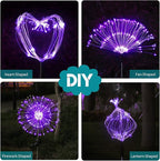 JJGoo Solar Firework Lights, 2 Pack 180 LEDs 2 Lighting Modes Solar Lights Outdoor Waterproof for Garden Patio Walkway Pathway Party Wedding Christmas Decorative - Purple
