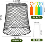 SOUJOY 10 Pcs Chicken Wire Plant Covers, 8 x 8 Inches Metal Garden Cloche with 30 Garden Stakes and 20 Waterproof Labels, Plant Protectors from Animals for Keeping Bunnies Chicken Squirrels Birds Out