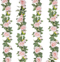 TELDRASSIL 4Pcs(26 FT) Artificial Rose Vine Fake Flower Garland Fake Silk Rose Hanging Vine for Wedding Party Background Arch Garden Background Decoration (Pink)