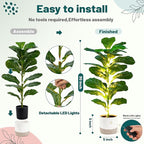 Der Rose 2 Pack 30" Artificial Fiddle Leaf Fig Tree, Mid-Size Realistic Plants Indoor & Outdoor Fake Plants for Apartment Home Living Room Office Decor
