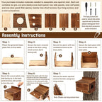 Chumia Squirrel Nesting Carbonized Wooden Squirrel House Outdoor Weather Natural Style Ventilation Easy to Clean Breed Living Shelter for Bird Small Animal