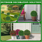 Grooy Artificial Topiary Tree with Eucalyptus, Set of 2 Artificial Shrub Bushes with Ground Spike, Fake Evergreen Tree for Porch, Artificial Plants for Outdoor Planters Indoor UV Resistant