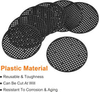 MECCANIXITY Flower Pot Hole Mesh Pad 4 Inch Bonsai Plant Bottom Round Plastic Soil Grid Screen Mat, Black Pack of 20