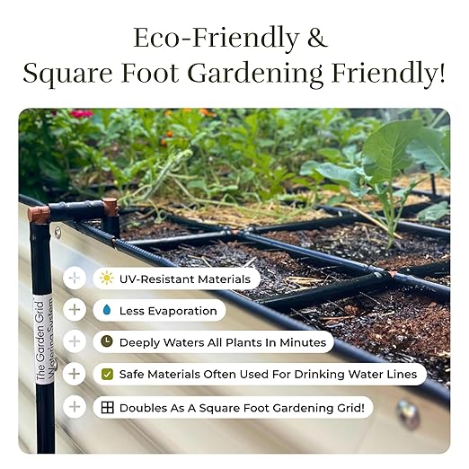 Garden Grid Watering System, 2x8 Cornerless | Garden Irrigation System for Garden Beds | Pre-Assembled, Waters Every Plant, USA-Made | Ideal for Beds w/Corner Posts or Curved Ends | 22.5"x88"