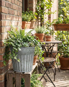 vensovo 8 Inches Silver Metal Rustic Plant Pots - 4 Pcs Large Galvanized Planters with Drain Hole and Rubber Plug, Rustproof Tin Bucket Flowerpot for Indoor Plants Farmhouse Vintage Style for Decor