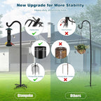 Gtongoko Shepherds Hook for Outdoor, 92 Inch Bird Feeder Pole with 7 Prongs Base, 3/4 Inch Thick Heavy Duty Adjustable Garden Hook for Hanging Plant, Hummingbird Feeder, Lantern, 1 Pack