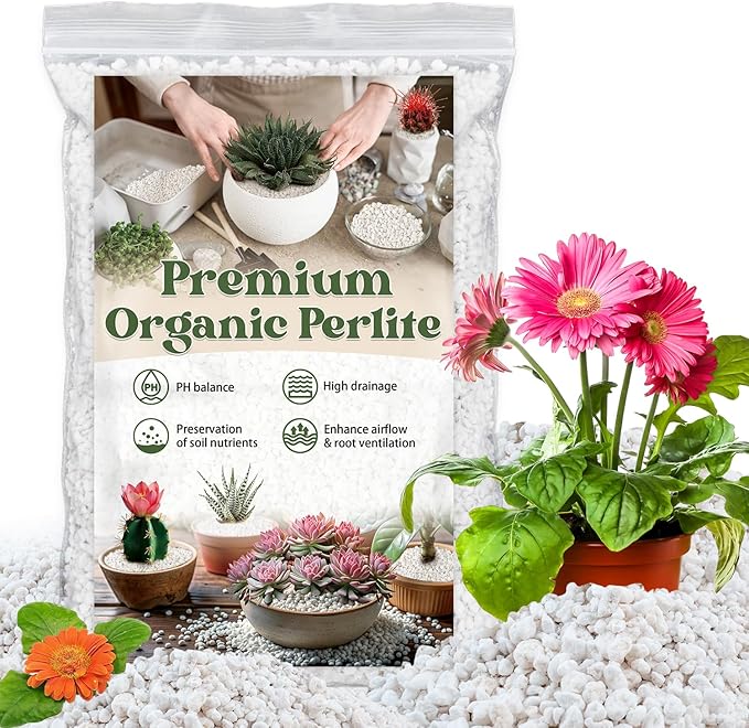 Perlite,Premium Oraganic Perlite Soil Amendment for Plant,Porous Volcanic Rock, Aeration & Drainage Enhancer, Ideal for Succulents, Flower Plants, Hydroponics-1 QT