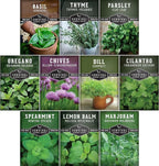 Indoor Herb Seeds Variety Pack | 10 Herbs for Planting – Basil, Mint, Parsley, Cilantro, Thyme, Dill, Chives, Oregano, Lemon Balm, Marjoram – Kitchen Garden Gift Set – Survival Garden Seeds