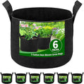 6 Pack 5 Gallon Grow Bags, Heavy Duty 300g Nonwoven Fabric Plant Pots with Reinforced Handles, Breathable Tomato Potato Vegetable Grow Bags for Garden & Patio - Black