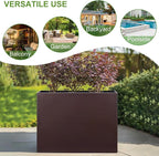 BAYN Metal Rectangular Planter Box Tall Planters for Outdoor Plants Modern Heavy Duty with Drainage Holes for Outside Indoor Patio Deck - Brown, 32”x 12”x 24”
