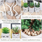 Zerzsy 3 Pack Faux Plants Small Artificial Succulents, Fake Plant Modern Farmhouse Decor, Mini Plants Succulent Pots Bathroom Decor, Office Desk Accessories