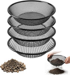 4PCS Soil Sifter for Gardening, 11.8" W Rock Sifter for 5 Gallon Bucket, 3/6/8/10mm Mesh Galvanized Steel Sifting Screen Dirt Sifter for Compost, Worm, Leaves, Sawdust, Rocks, Sand and Gravel