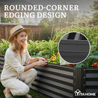 YITAHOME 6x3x1.5 2pcs Large Raised Garden Bed Kit, Galvanized Metal Planter Box with Gloves, Ground Nails, Support Rod, Outdoor Above Ground Planters for Plants Vegetables Flowers, Black