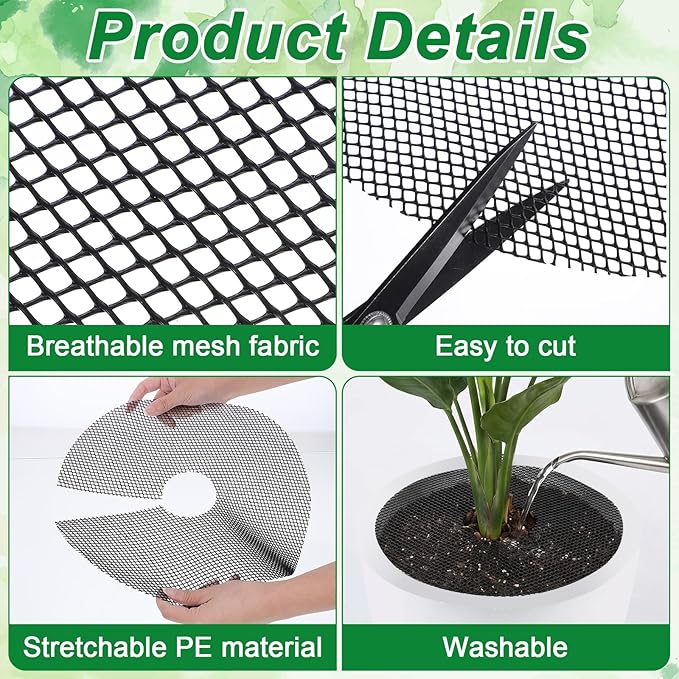 6 Pcs Plant Pot Cover Cuttable Plant Protector from Cats Indoor Dig-Free Plants Pot Soil Guard Flower Pots Grid Guard for Outdoor Garden Balcony