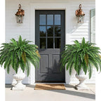 2PCS 45in Fake Ferns- Large Artificial Plants Outdoor, UV Resistant Artificial Ferns for Outdoors, 60 Branches Faux Boston Fern Realistic Weatherproof Fake Plants for Porch Home Patio Hanging Decor