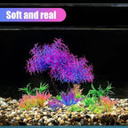 AQUANEAT Artificial Aquarium Plants, Fish Tank Purple Tree Decoration Set, Plastic Accessories, 11pcs