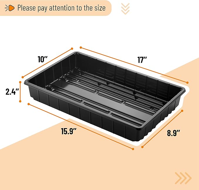 Mr. Pen- Plastic Growing Trays, 5Pack, Black, 17x10, Plant Tray, Seed Tray, Seedling Tray, Propagation Tray, Plant Trays for Seedlings, Planting Trays, Microgreens Growing Trays, Seedling Starter Tray