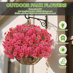 Artificial Flowers Fake Plants for Outdoors Spring Decoration, 13Bundles Silk Realistic UV Resistant Faux Flowers for Outside Planter Porch Yard Patio Garden Home Indoor, Rose