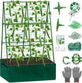 Tidponra Cucumber Trellis for Garden, 34 X 47 Inches A Frame Gardening Trellis with Fabric Raised Garden Bed, Climbing Net and Plant Support Clips for Climbing Plants
