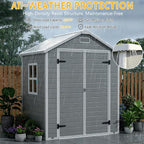 PIPLEO 6x4 FT Resin Outdoor Storage Shed with Floor, Plastic Garden Storage Shed with Lockable Door & Vent, All Weather Versatile Tool Shed for Backyard, Patio, Lawn, Cloud Gray