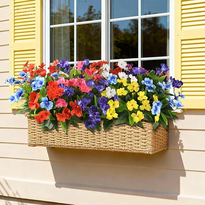 Hommyea Artificial Fake Flowers for Outdoor, 6 Bundles UV Resistant Faux Plants Decoration Silk Flowers No Fade Plastic Flowers for Outside Planters Home Porch Patio Yard Garden Decor