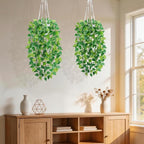 DREAMLOOM 2 Packs Fake Hanging Plants with Pots, Artificial Pothos Hanging Plants with Macrame Hanger for Indoor Decor, Fake Hanging Vines Faux Greenery for Home Kitchen Office