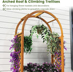 Giantex Raised Garden Bed with Arch Lattice Trellis, for Climbing Vine Flower Vegetable, Wood Planter Box with Liner & Drainage Design, Outdoor Plant Container for Yard Balcony (33"x15"x57")