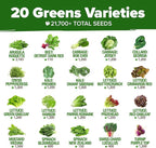 HOME GROWN 21,700+ Lettuce Seeds for Planting - 20 Heirloom Varieties, Non-GMO USA - Romaine, Butterhead, Iceberg, Leaf Lettuce, Spinach & Kale - Indoor, Outdoor & Hydroponic Garden Kit