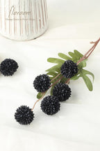 Floroom 5pcs Black Faux Silk Mums Artificial Flowers, Bulk Fake Small Mini Chrysanthemums with Stems for DIY Wedding Centerpieces Floral Arrangements Vase Fillers Home Decorations