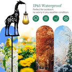 Solar Giraffe Metal Animal Stakes - Outdoor Decorative Garden Silhouette Lanterns