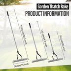 YEELOR Thatch Rake for Lawn, Easily Removes Dead Grass & Thatch, 58.5-Inch Long Handle for Less Bending, Heavy Duty Steel for Yard & Garden