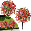Alupssuc 2Pcs 20" Artificial Topiary Ball Flowers for Outdoors Planters, Spring Decoration with Spike, UV Resistant Faux Summer Plants, Fake Bushes Indoor Decor, Mix 4 Colors for Garden, Porch & Patio