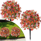 Alupssuc 2Pcs 20" Artificial Topiary Ball Flowers for Outdoors Planters, Spring Decoration with Spike, UV Resistant Faux Summer Plants, Fake Bushes Indoor Decor, Mix 4 Colors for Garden, Porch & Patio
