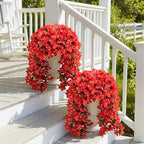 ATTGREAT Artificial Bougainvillea for Outdoors Faux Plants UV Resistant Flowers Fake Plastic Plants Realistic Silk Flowers for Porch Planter Garden Outside Hanging Decoration, 2Pcs (Red)