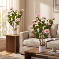 Garvee 2.5FT Artificial Camellia Tree 2 Pack, Faux Camellia Plant with White Planter and 16 Pink Flowers, 30" Fake Potted Flower Trees for Home and Office Decor, Pink
