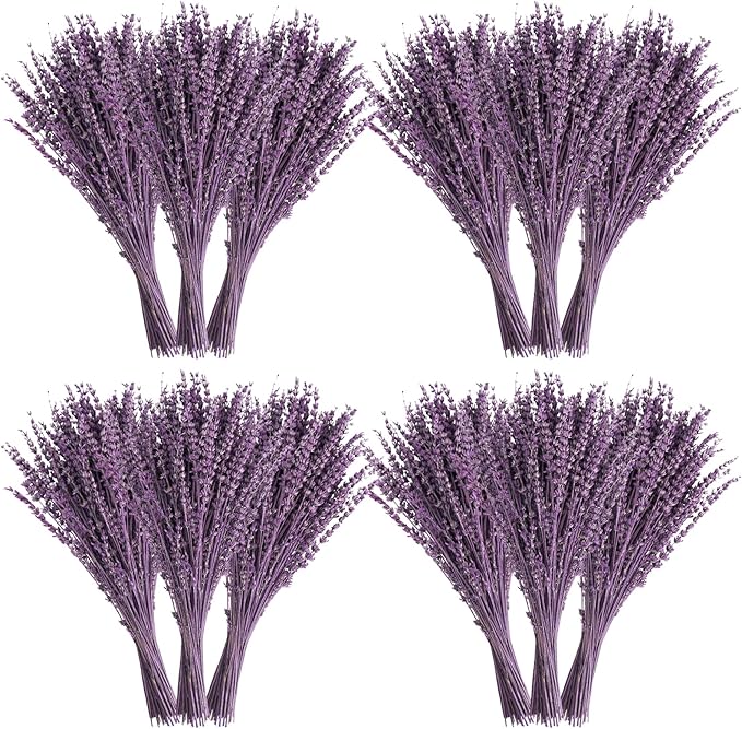 Uieke 12Pack Dried Lavender Flowers Bundles, 16" Dried Purple Preserved Lavender Stems Bouquet for Shower Weeding Home Fragrance Vase Crafts Decor, 600g(21.06oz)